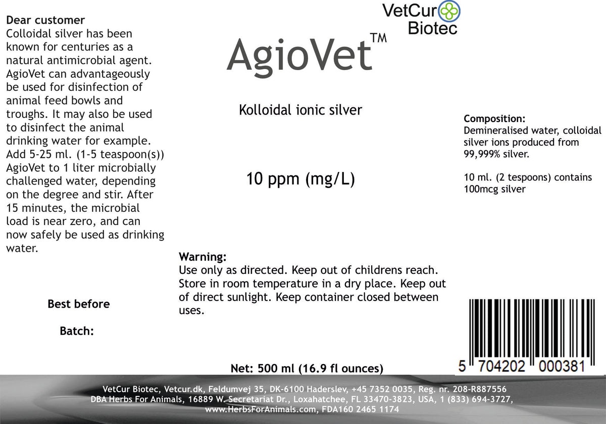 VetCur AgioVet Colloidal Silver - Herbs for Animals