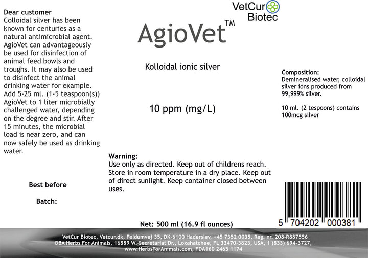 VetCur AgioVet Colloidal Silver - Herbs for Animals