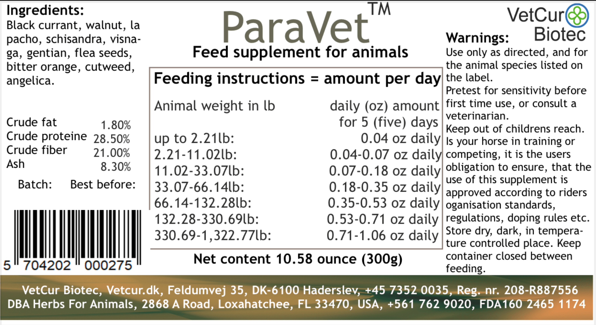 VetCur ParaVet Large Animal | Natural Herbal Dewormer – Herbs for Animals